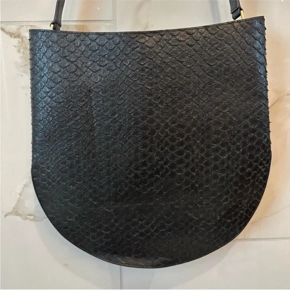 All Saints $500 Leather Python Black hobo bag- slight flaw/ call out - Picture 9 of 9